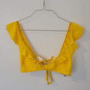 NWT Aerie Ruffle Wrap Bikini Top in Yellow
